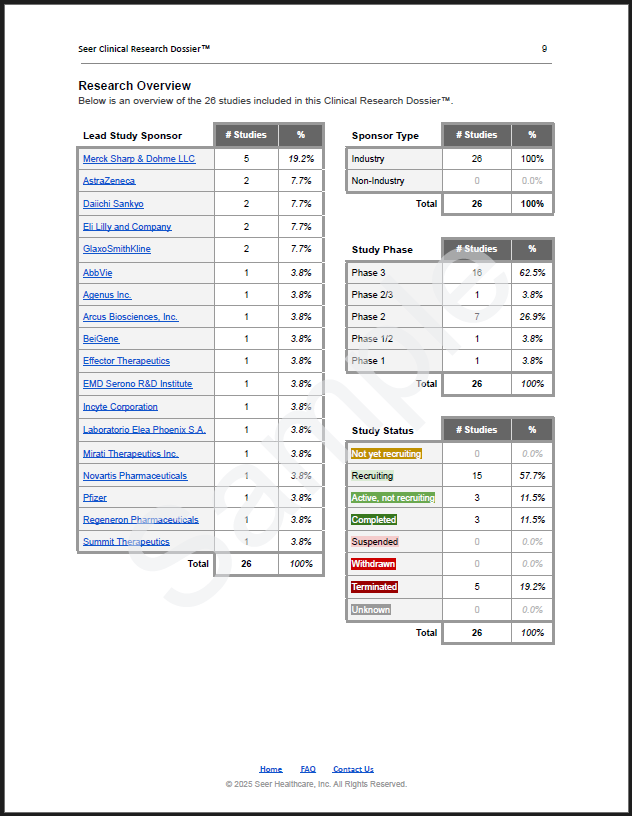 Research Overview — a sample of the dossier's competitive research summary